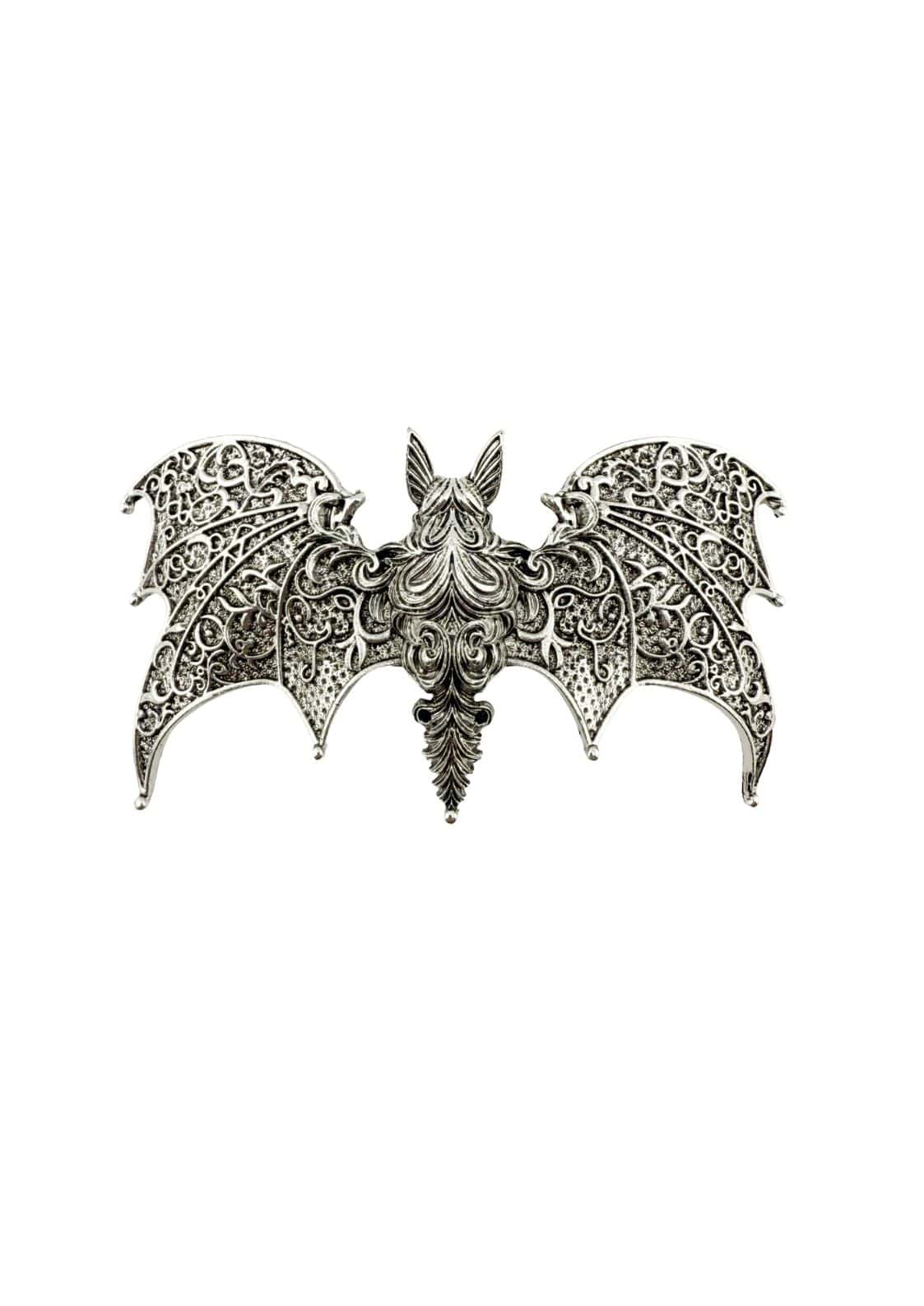 Silberne bat brooch mit gothischem paisley muster im horror stil für night stalker haarklammer